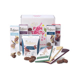 Sfeerbeeld van het Geschenk The Belgian Chocolate met losse chocolade en pralines naast de doos