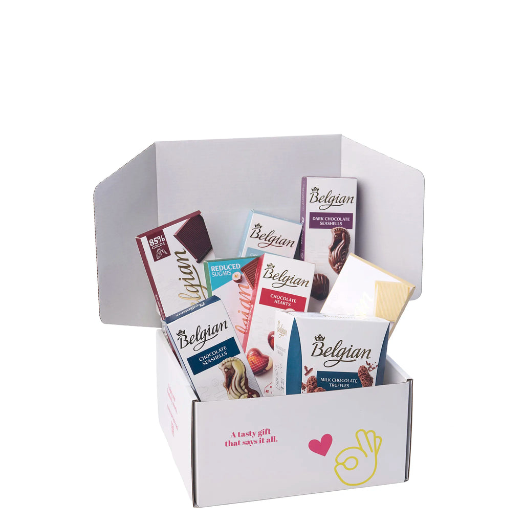 Geschenk The Belgian Chocolate mooi verpakt in de open cadeaudoos