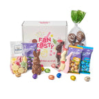 Alle producten uit het Paasgeschenk ‘Sweet Easter’ uitgestald rondom de doos